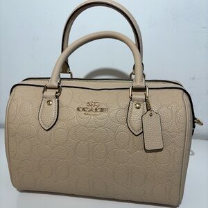 Coach Light Beige Embossed Satchel